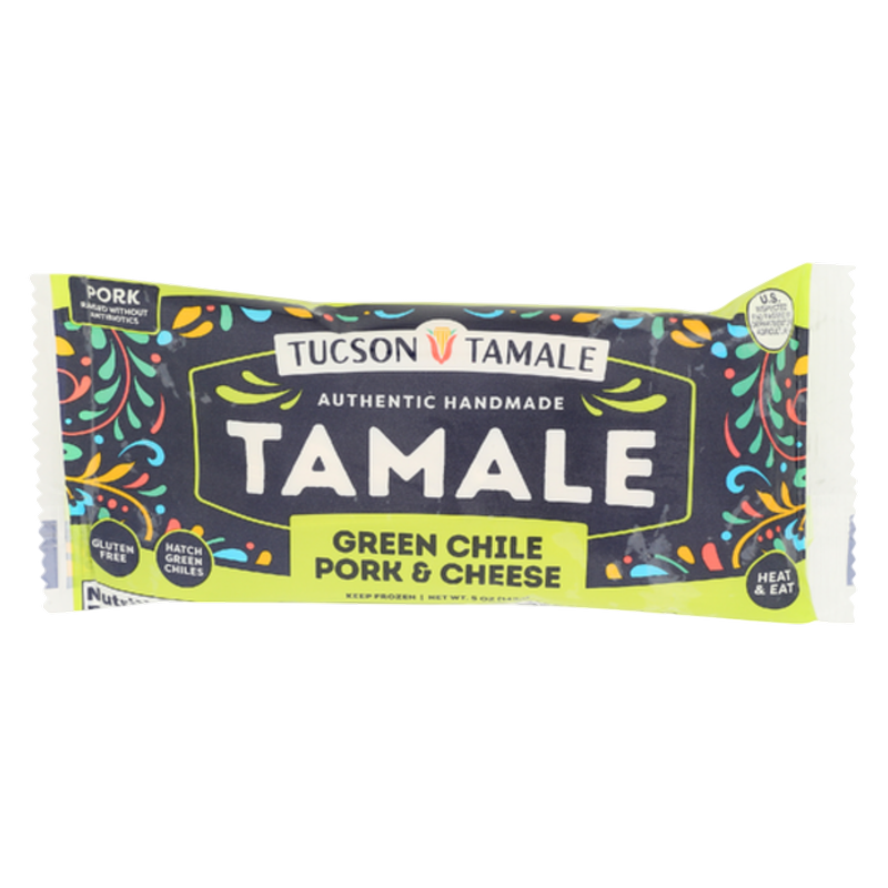 Tucson Tamale Green Chile Pork & Cheese Tamale, 5 oz