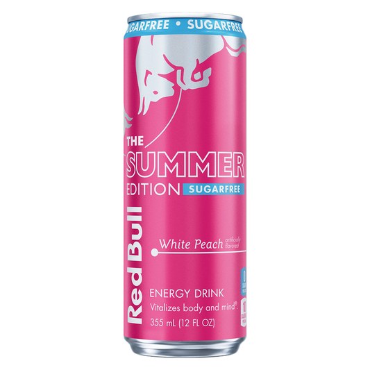 Red Bull Sugar Free White Peach The Summer Edition Energy Drink 12oz Can
