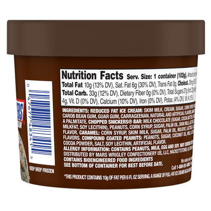 Snickers Vanilla Flavored Reduced Fat Ice Cream Cup 6oz