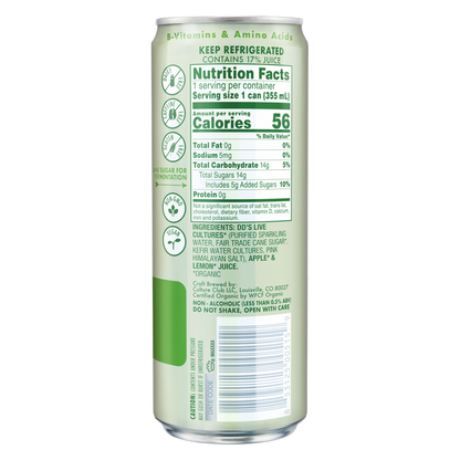 Doctor D's Organic Crisp Apple Sparkling Probiotic Drink 12oz Can