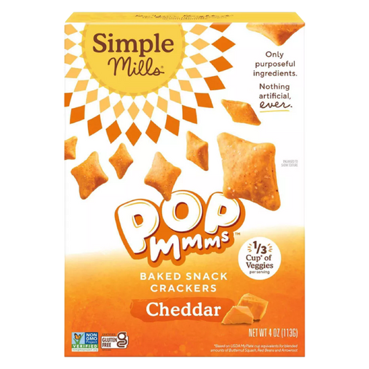 Simple Mills Pop Mmms Cheddar Veggie Flour Baked Snack Crackers, 4 oz.