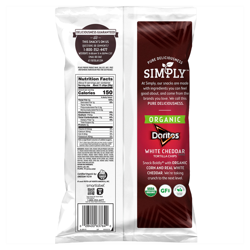 Doritos Simply Organic White Cheddar Flavored Tortilla Chips 7.5oz