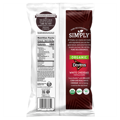 Doritos Simply Organic White Cheddar Flavored Tortilla Chips 7.5oz