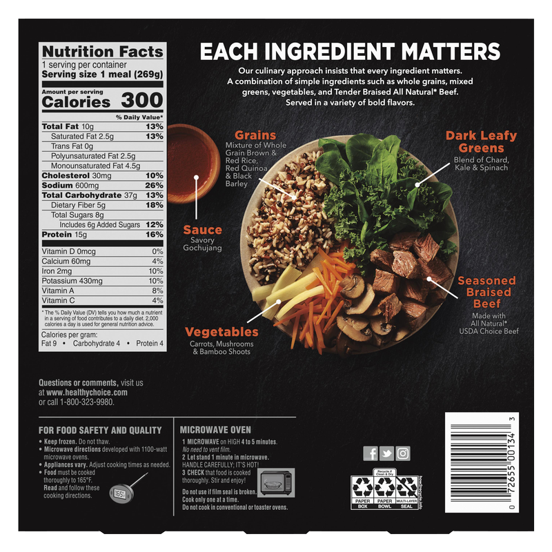 Healthy Choice Frozen Power Bowls Korean-Inspired Beef Meal 9.5oz