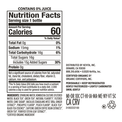 Kevita Pineapple Peach Kombucha 15.2oz Btl