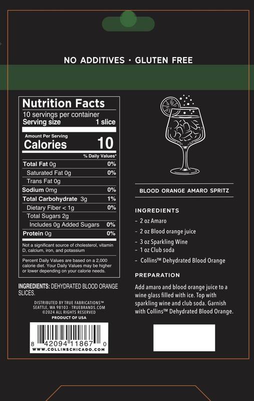 Collins Dehydrated Blood Orange Cocktail Garnish