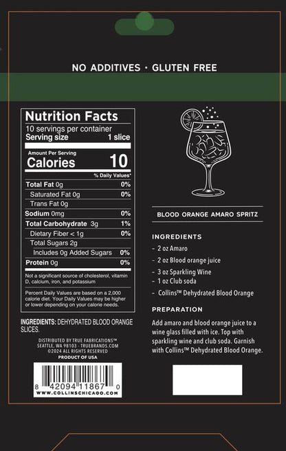 Collins Dehydrated Blood Orange Cocktail Garnish