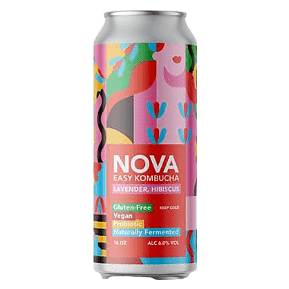 NOVA Easy Kombucha Hibiscus Lavender Single 16oz Can