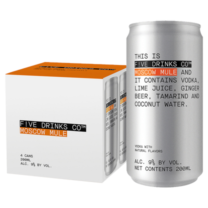 Five Drinks Co Moscow Mule 4pk 200ml Can 9% ABV