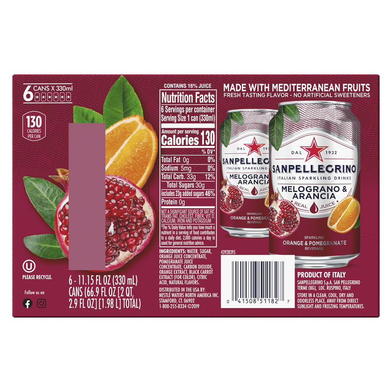 Sanpellegrino Melograno & Arancia Pomegranate Orange 6pk 11.15oz