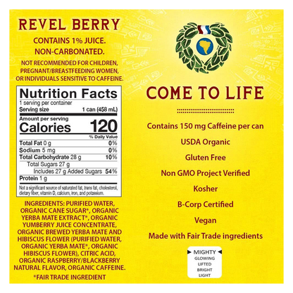 Guayaki Yerba Mate Organic Revel Berry 15.5oz Can