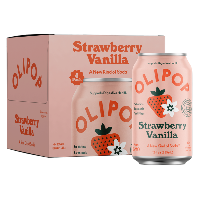 Olipop Strawberry Vanilla 4pk 12oz Can - XL Shelf Stable