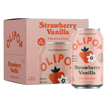 Olipop Strawberry Vanilla 4pk 12oz Can - XL Shelf Stable