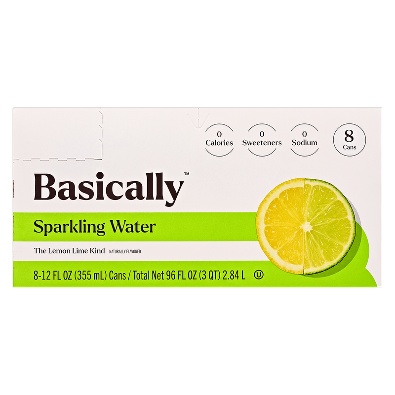 Basically Lemon Lime Sparkling Water 8pk 12oz Cans