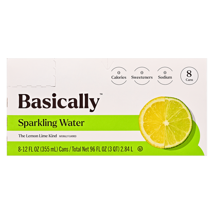 Basically Lemon Lime Sparkling Water 8pk 12oz Cans