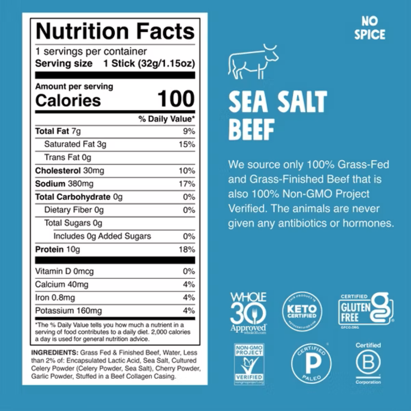 Chomps Sea Salt Beef Stick, 1.15oz