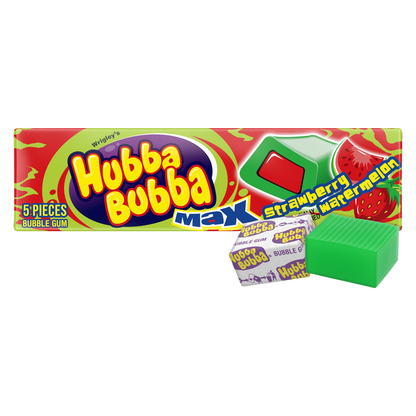 HUBBA BUBBA Max Strawberry Watermelon Bubble Gum, 5 Piece Pack