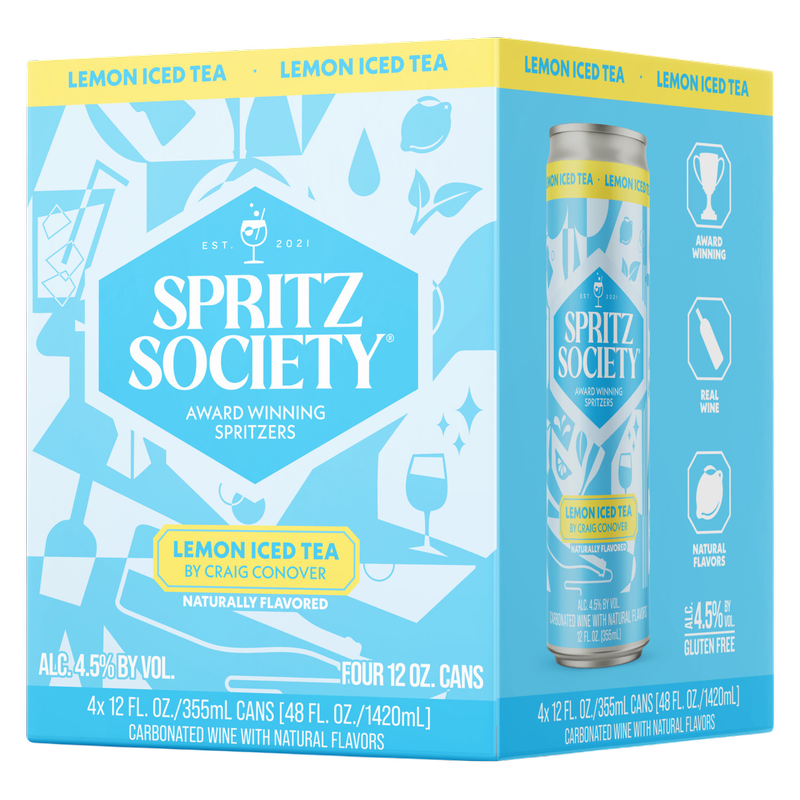Spritz Society Lemon Iced Tea 4pk 12oz Cans 4.5% ABV