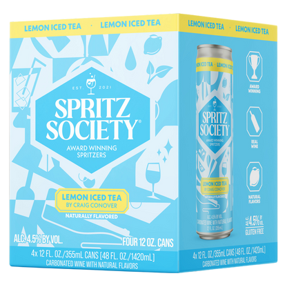 Spritz Society Lemon Iced Tea 4pk 12oz Cans 4.5% ABV