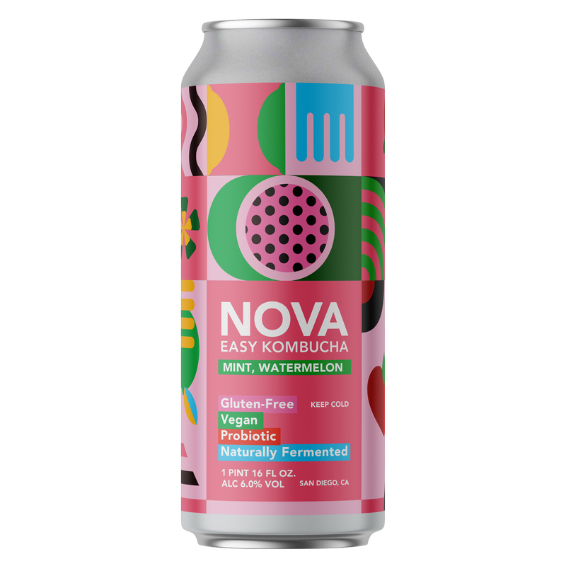 NOVA Easy Kombucha Mint Watermelon Single 16oz Can
