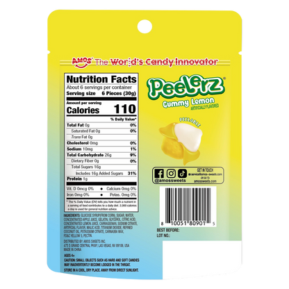 Amos Peelerz Gummy Lemon, 6 oz