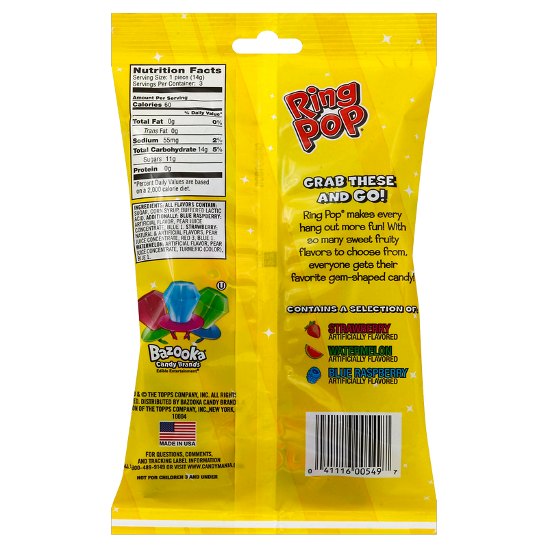 Ring Pop Assorted Flavors Variety Party Pack 3ct