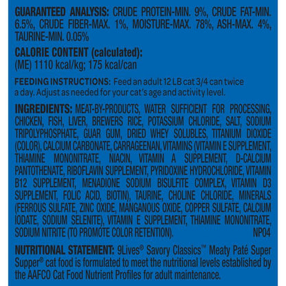 9Lives Meaty Paté Super Supper Wet Cat Food, 5.5 Ounce (Pack of 4)