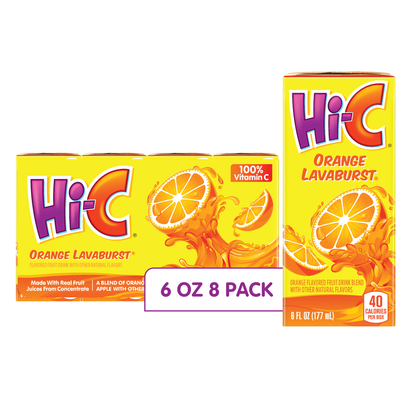 Hi-C Orange Lavaburst Juice Boxes Made with Real Fruit Juice, 8-pack, 6 oz. each