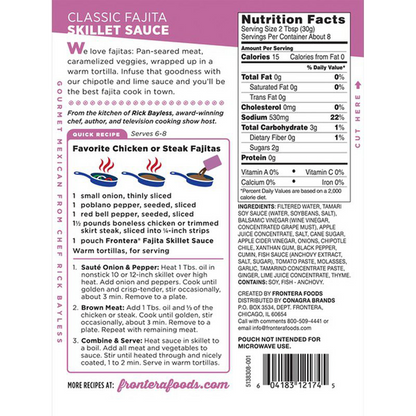 Frontera Classic Fajita Skillet Cooking Sauce 8oz