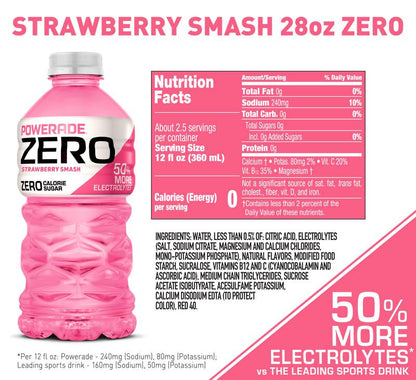 Powerade Zero Sugar Strawberry Smash 28oz Btl