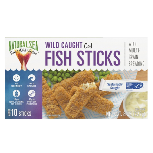 Natural Sea Frozen Wild Caught Cod Breaded Fish Sticks 8oz