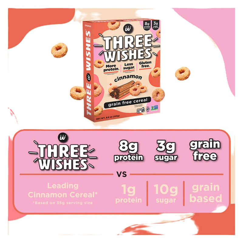 Three Wishes Grain Free Cereal Cinnamon 8.6oz