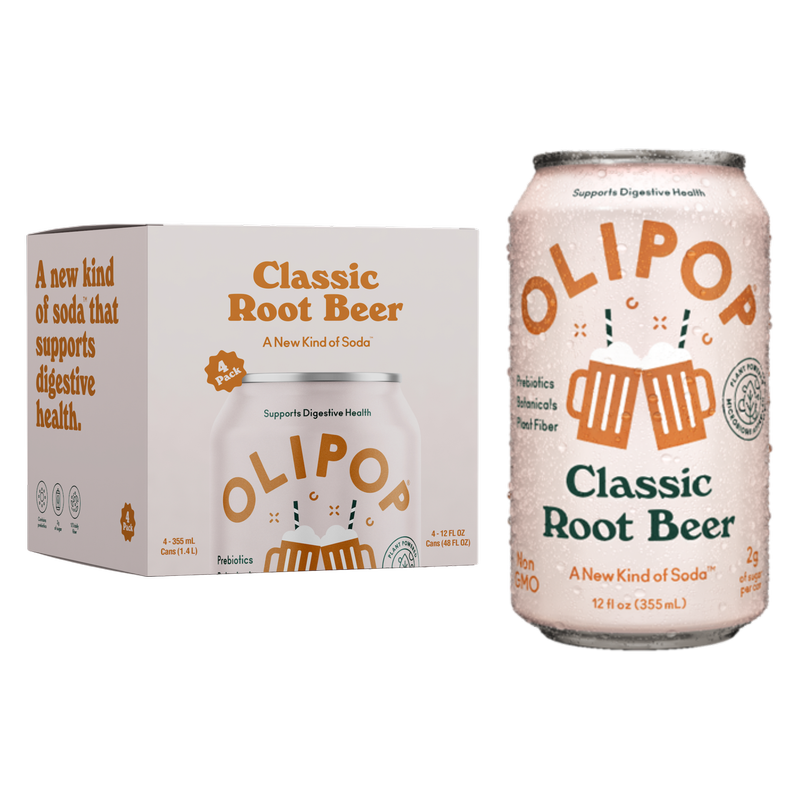 Olipop Classic Root Beer 4pk 12oz Can- XL