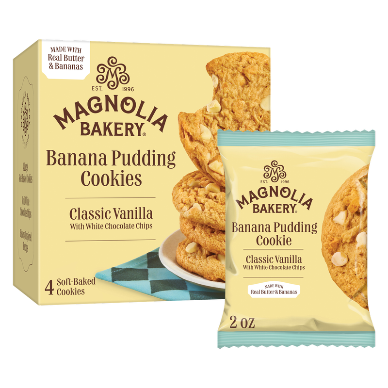 Magnolia Bakery Banana Pudding Cookies - Classic Vanilla With White Chocolate Chips, 4ct 8oz Carton