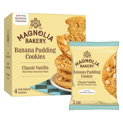 Magnolia Bakery Banana Pudding Cookies - Classic Vanilla With White Chocolate Chips, 4ct 8oz Carton