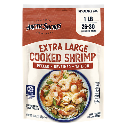 Arctic Shores Cooked / Peeled Shrimp (Frozen, 26-30ct) - 16oz