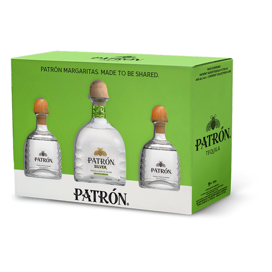 Patron Silver Tequila 750ml Collectors Cup Gift Set