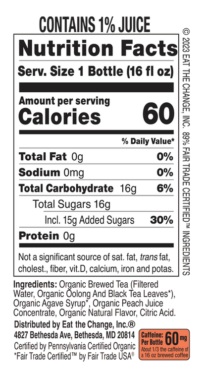 Just Ice Tea Peach Oolong Tea 12oz Btl