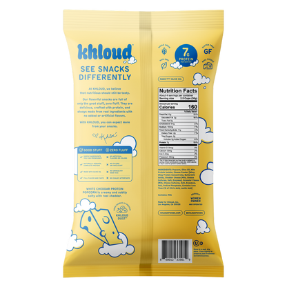 Khloud Protein Popcorn – White Cheddar, 4oz