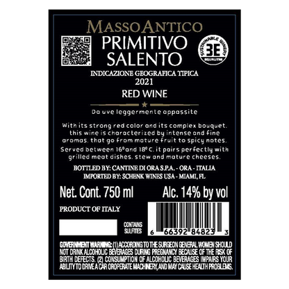 Masso Antico Primitivo Appassito Del Salento 750ml