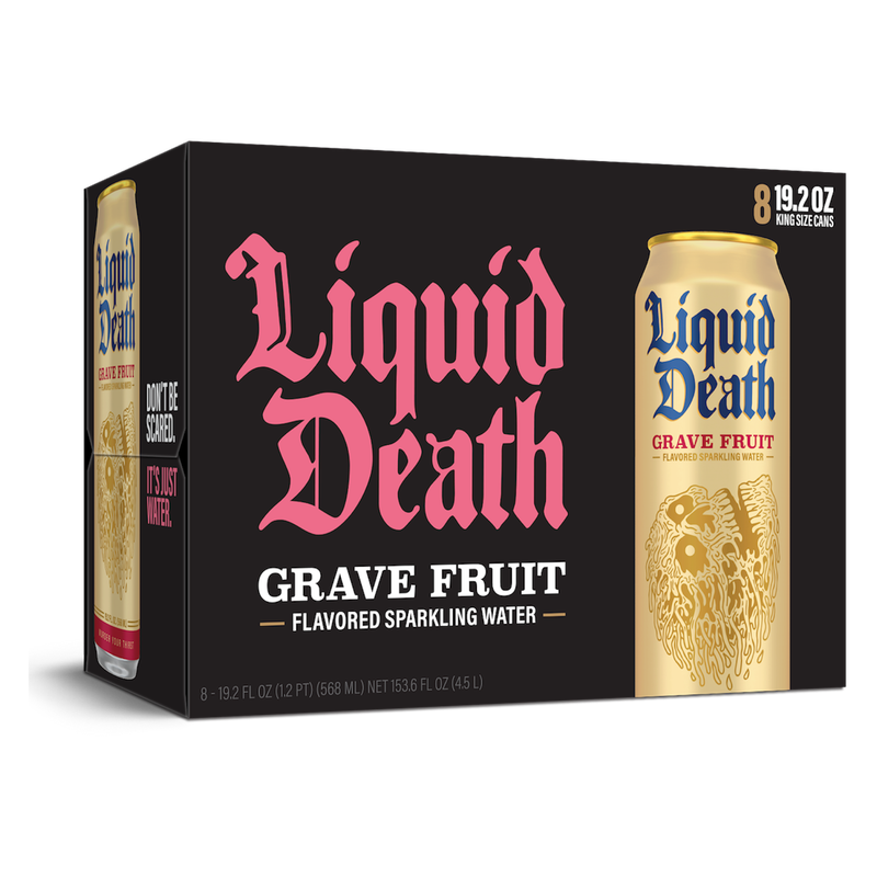 Liquid Death Grave Fruit Sparkling Water 8pk 19.2oz King Size Can- XL