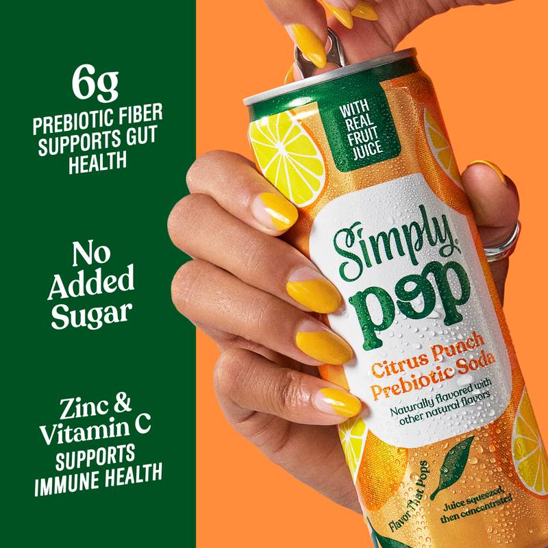 Simply Pop Citrus Punch Prebiotic Soda 12oz Can