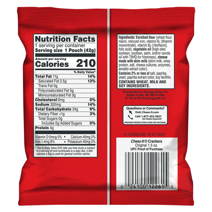 Cheez-It Original Baked Snack Cheese Crackers 1.5oz Bag