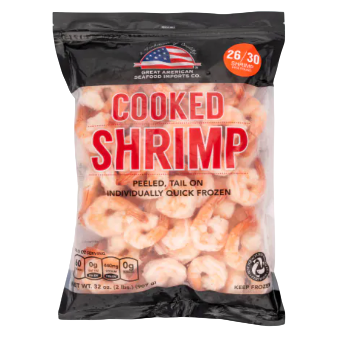 Great American Cooked / Peeled Shrimp (Frozen, 26-30ct) - 16oz