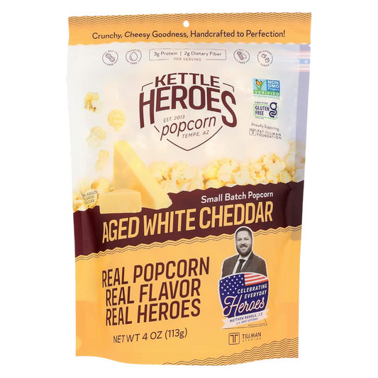 Kettle Heroes Aged White Cheddar Popcorn, 4oz
