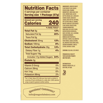 Magnolia Bakery Banana Pudding Cookies - Chocolate Chunk 4ct 8oz Carton