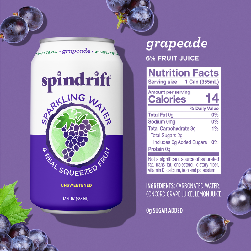 Spindrift Grapeade Sparkling Water 8pk 12oz Can
