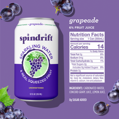 Spindrift Grapeade Sparkling Water 8pk 12oz Can