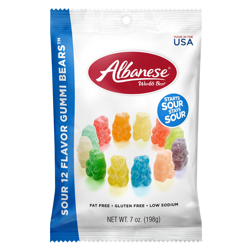 Albanese Confectionery Sour 12 Flavor Gummi Bears 7oz
