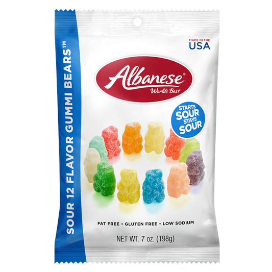 Albanese Confectionery Sour 12 Flavor Gummi Bears 7oz